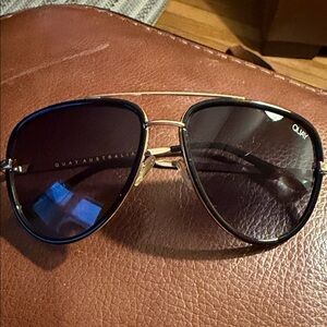 Quay Australia Gold Frame Sunglasses with Black Lenses